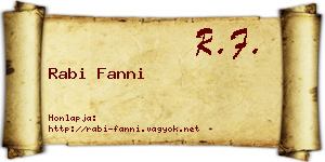 Rabi Fanni névjegykártya
